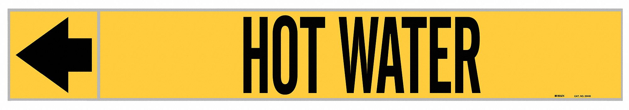 Pipe Marker: Hot Water, Yellow, Black, Fits 1 1/2 to 2 in Pipe O.D., 25 Pipe Markers, With Arrows