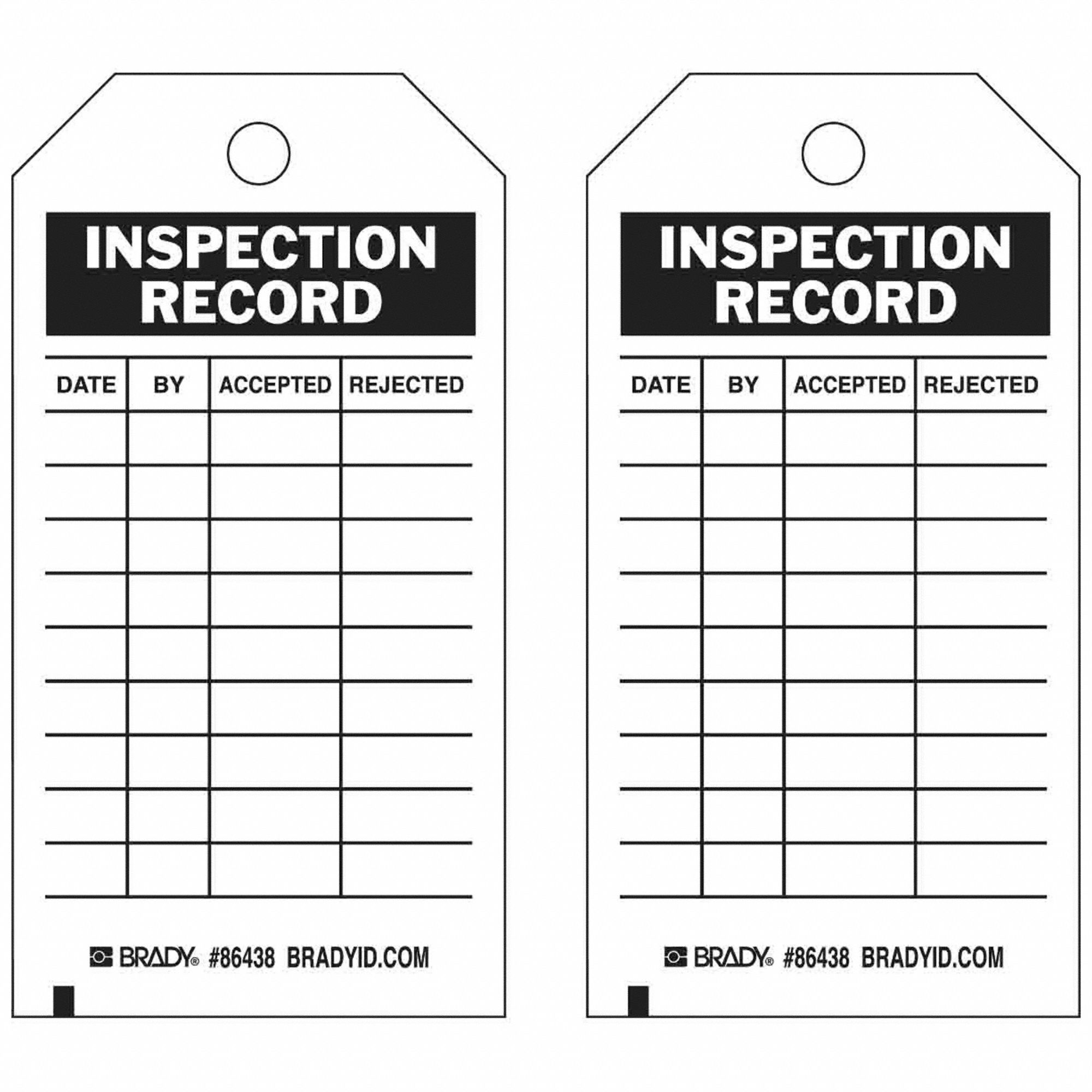 BRADY 86438 Inspection Rcd Tag 5-3/4 In Brs PK10 for sale online | eBay