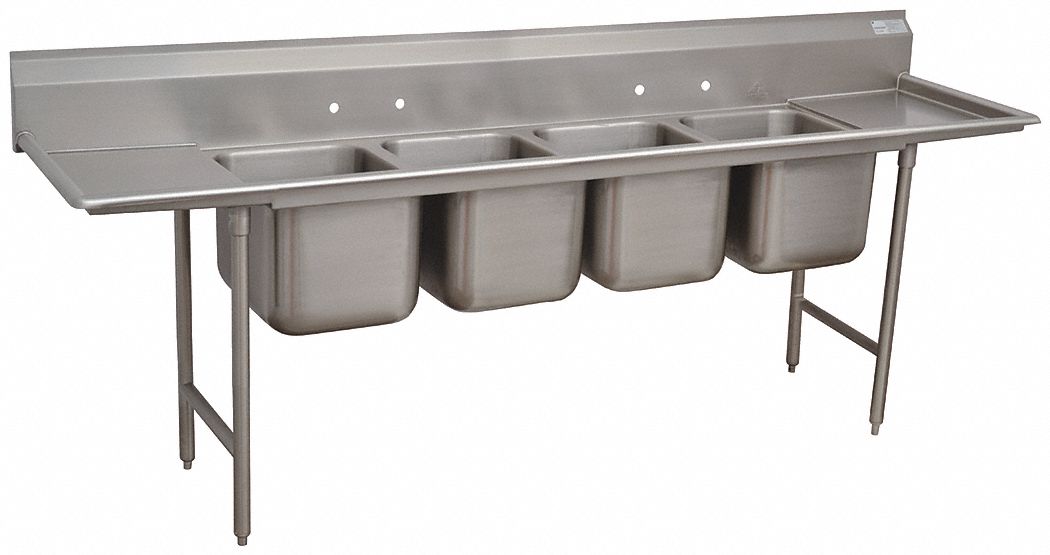 Scullery Sink: 4 Bowls, 42 in Overall Ht, 122 in Overall Lg, 27 in Overall Wd