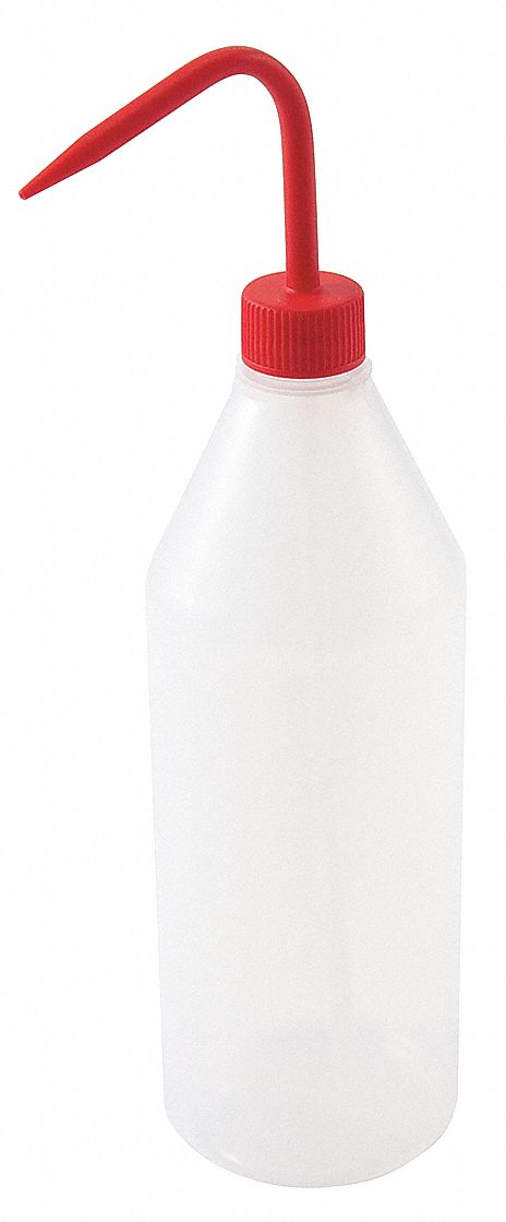 Wash Bottle, 5 PK, LDPE, Narrow Mouth, Non-Vented, Capacity: 1000mL