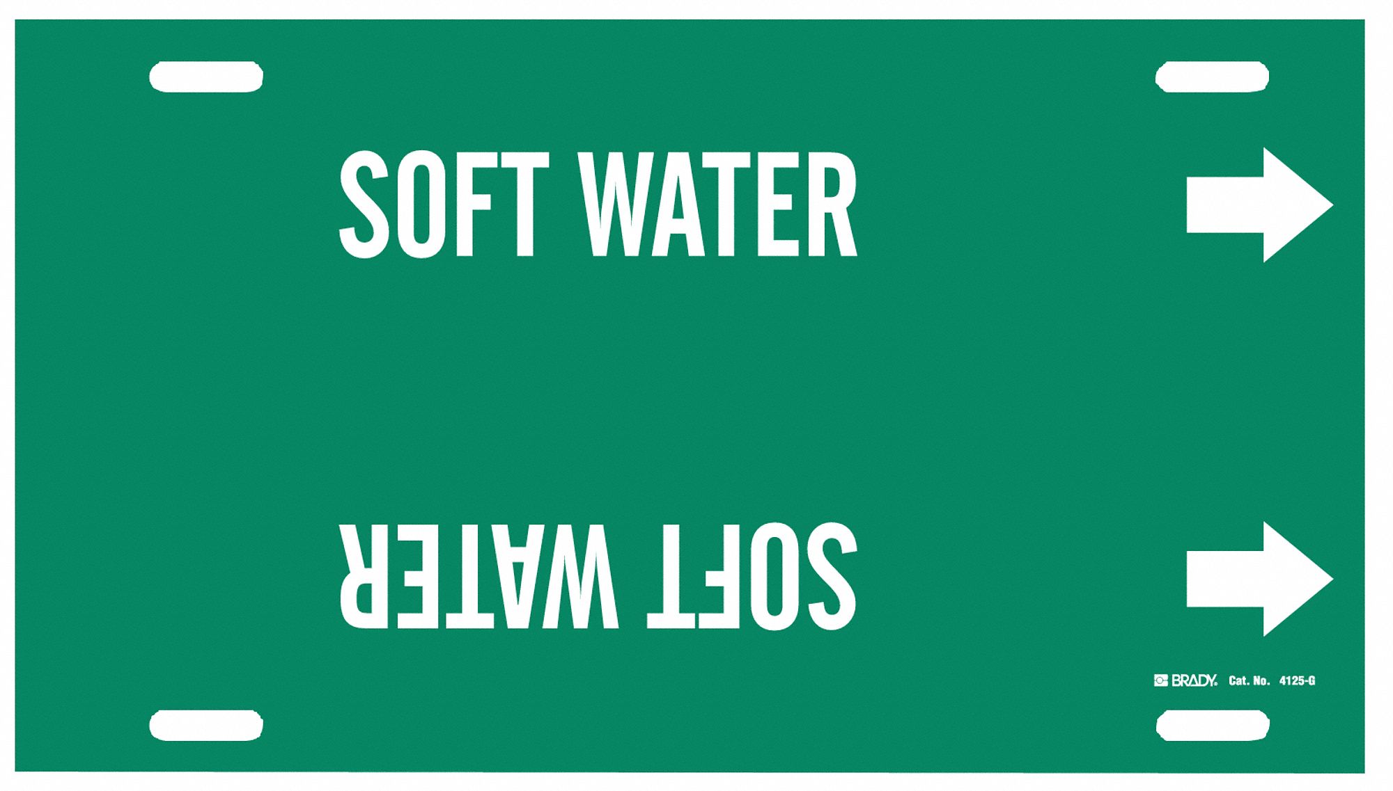Pipe Marker: Soft Water, Green, White, Fits 8 to 9 7/8 in Pipe O.D., 1 Pipe Markers, With Arrows