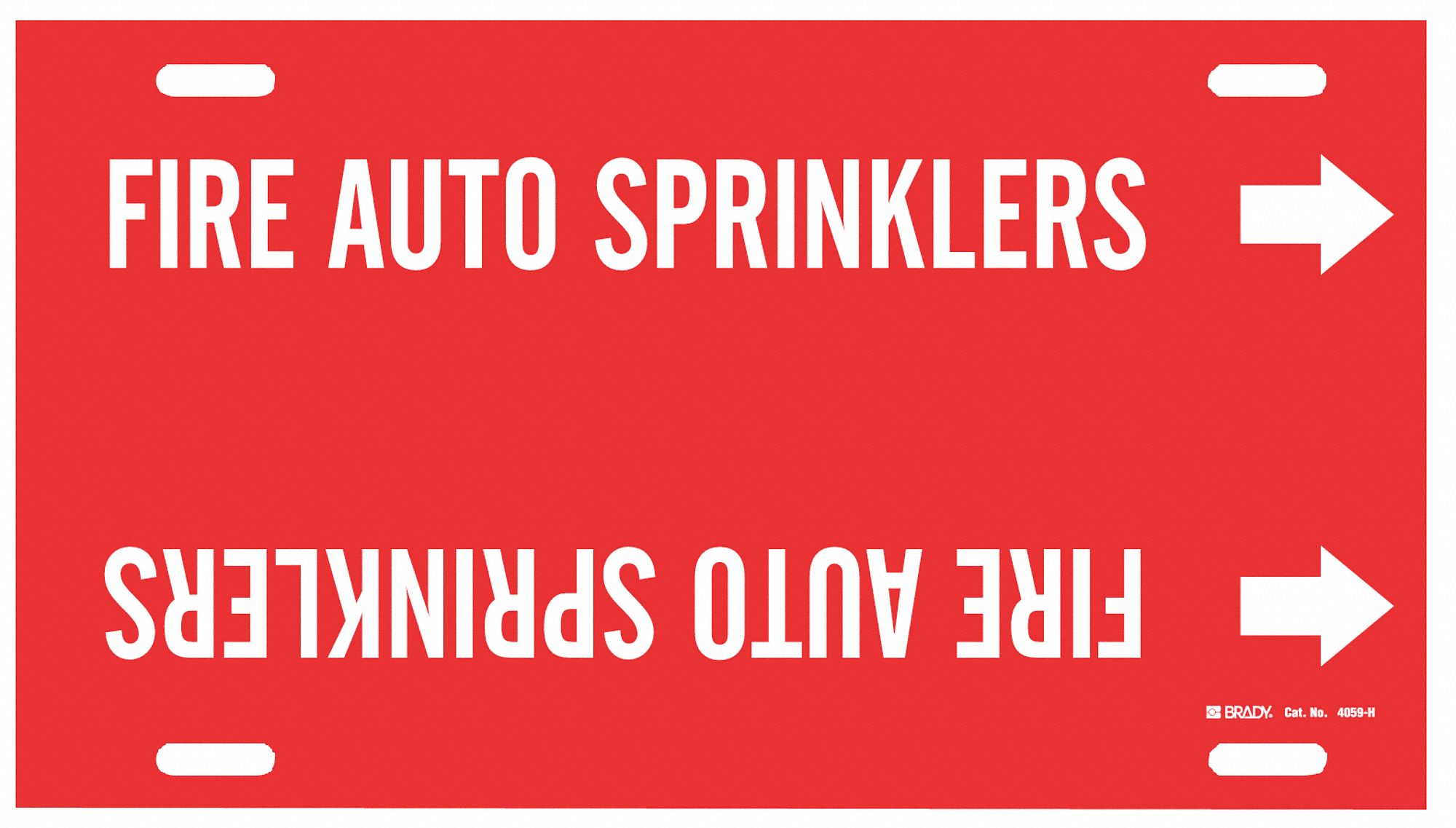Pipe Marker: Fire Auto Sprinklers, Red, White, Fits 10 to 15 in Pipe O.D., 1 Pipe Markers