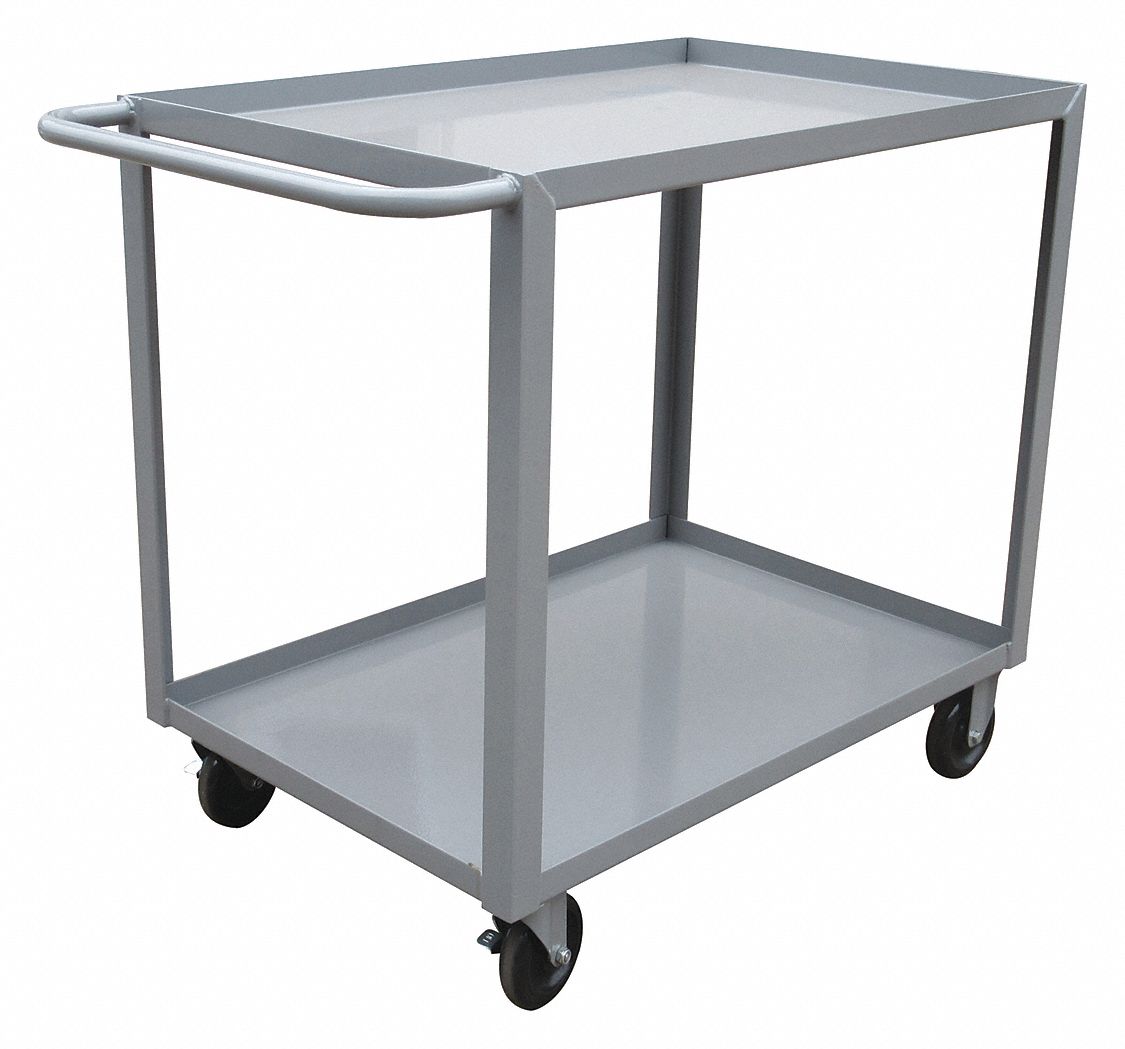 UTILITY CART WITH LIPPED METAL SHELVES, 1,200 LB LOAD CAPACITY, 36 IN X 24 IN, FLAT