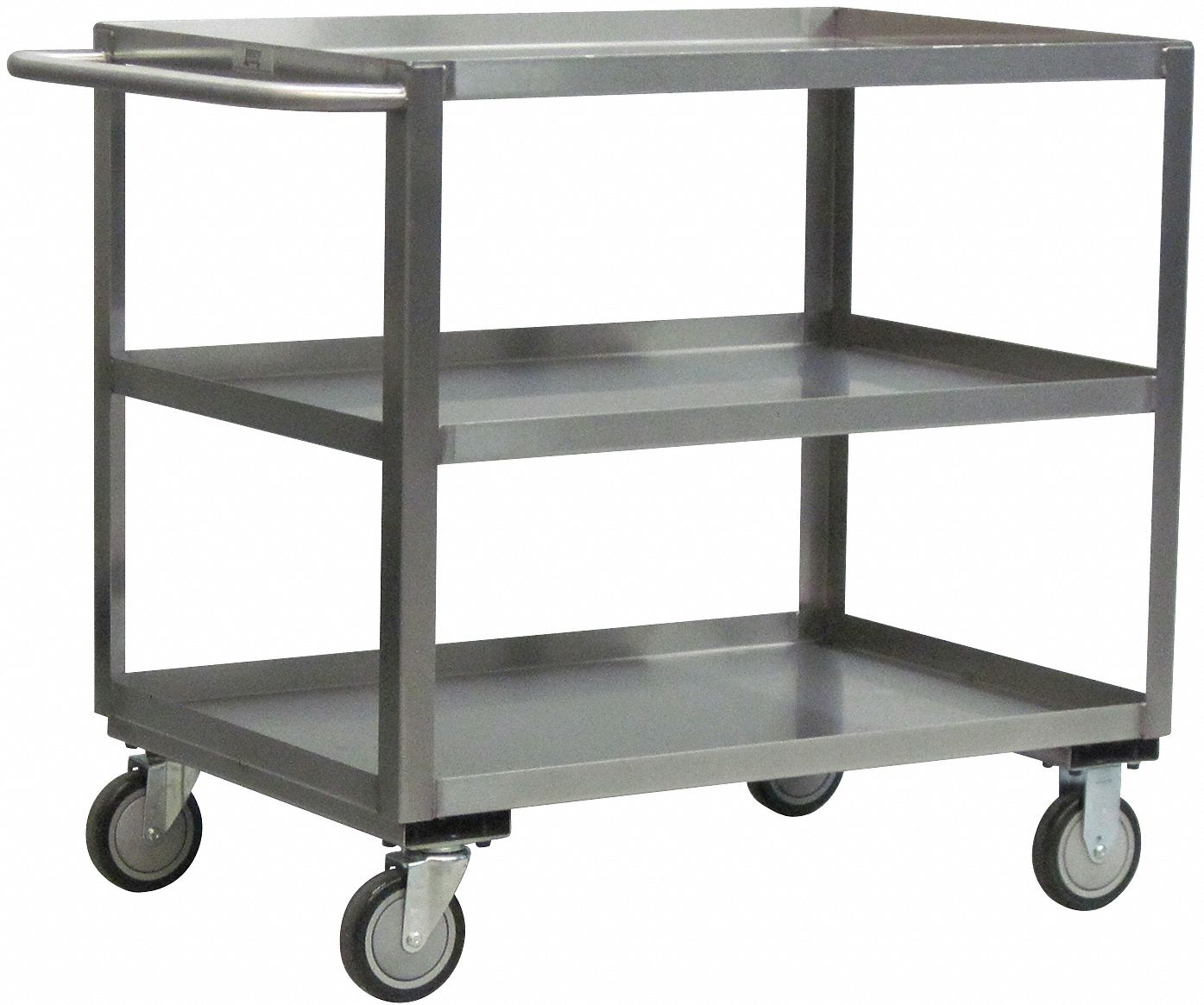 Corrosion-Resistant Utility Cart with Lipped Metal Shelves: 1, 200 lb Load Capacity, 2 Shelves