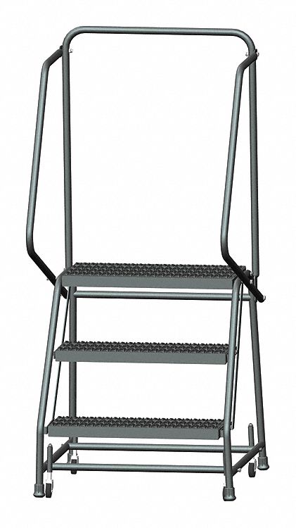 ROLLING LADDER, 2.4 FT PLATFORM H, UNASSEMBLED, STEEL, W-ACTUATED, SERRATED, 4½ FT OVERALL HEIGHT