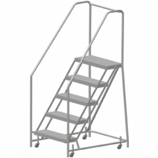 5-Step Rolling Ladder, Serrated Step Tread, 77 1/2 in Overall Height ...