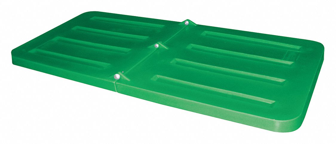 Hinged Truck Lid: 16.9 cu ft Fits Truck Size (Cu.-Ft.), MDPE, Green, Resting Lid