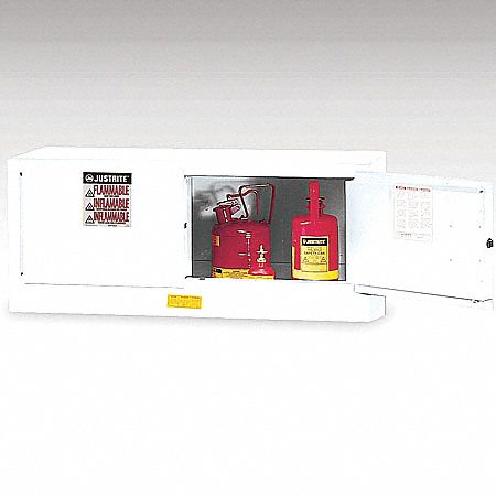 CORROSIVES SAFETY CABINET, COUNTERTOP STACKABLE, 12 GAL, 43X18X18 IN, WHITE, SELF-CLOSING