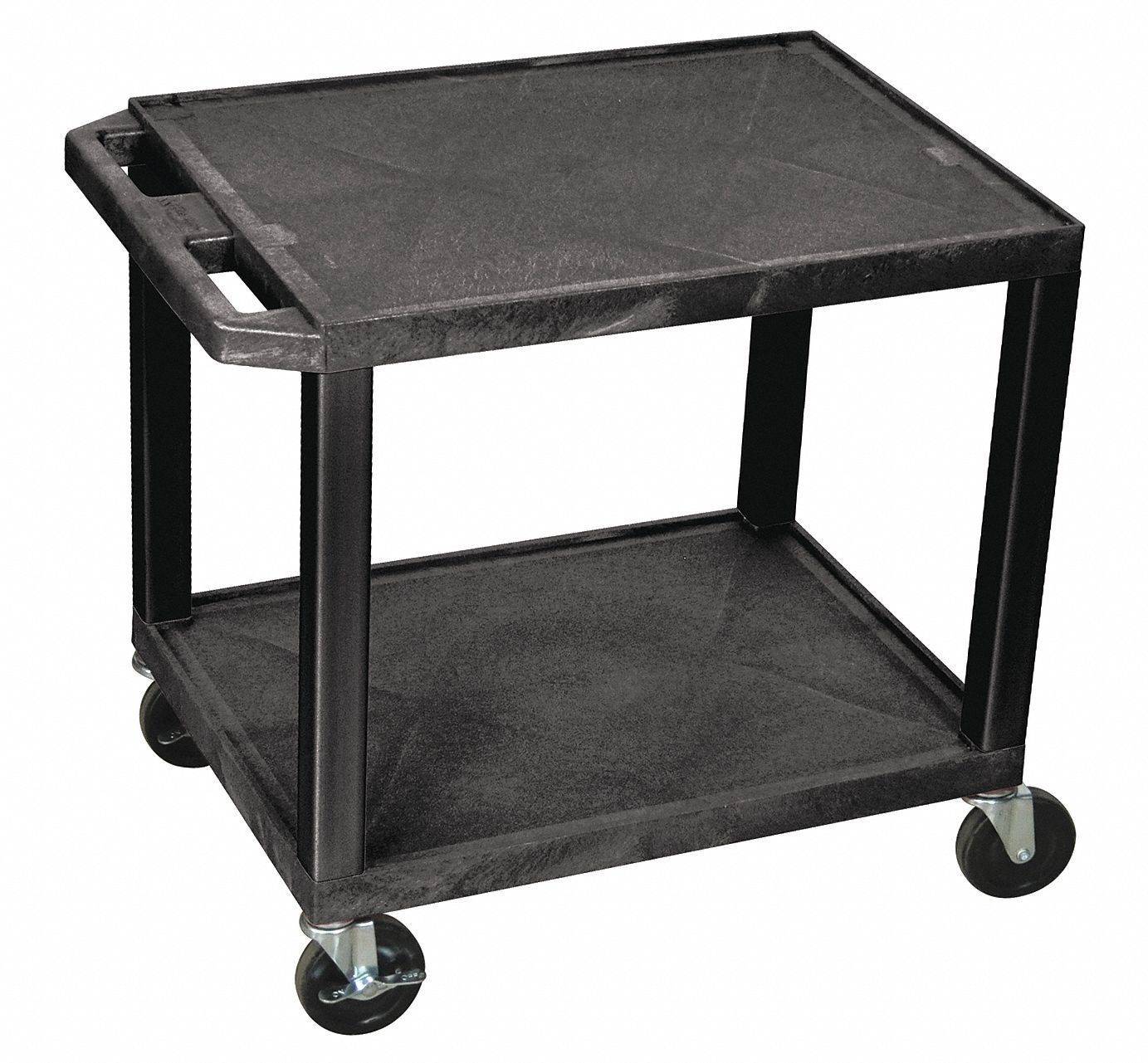 UTILITY CART WITH LIPPED PLASTIC SHELVES, 200 LB LOAD CAPACITY, 24 IN X 18 IN, BLACK