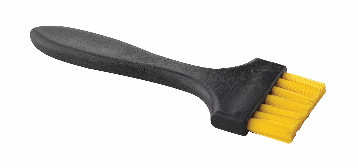 Dissipative Brush: 6 1/4 in Overall Lg, Nylon, Polypropylene, Non-Sparking, Yellow