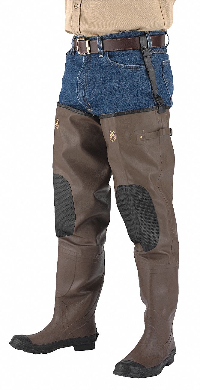 Hip Wader, Men's, 10, Plain, Brown/Black, 20