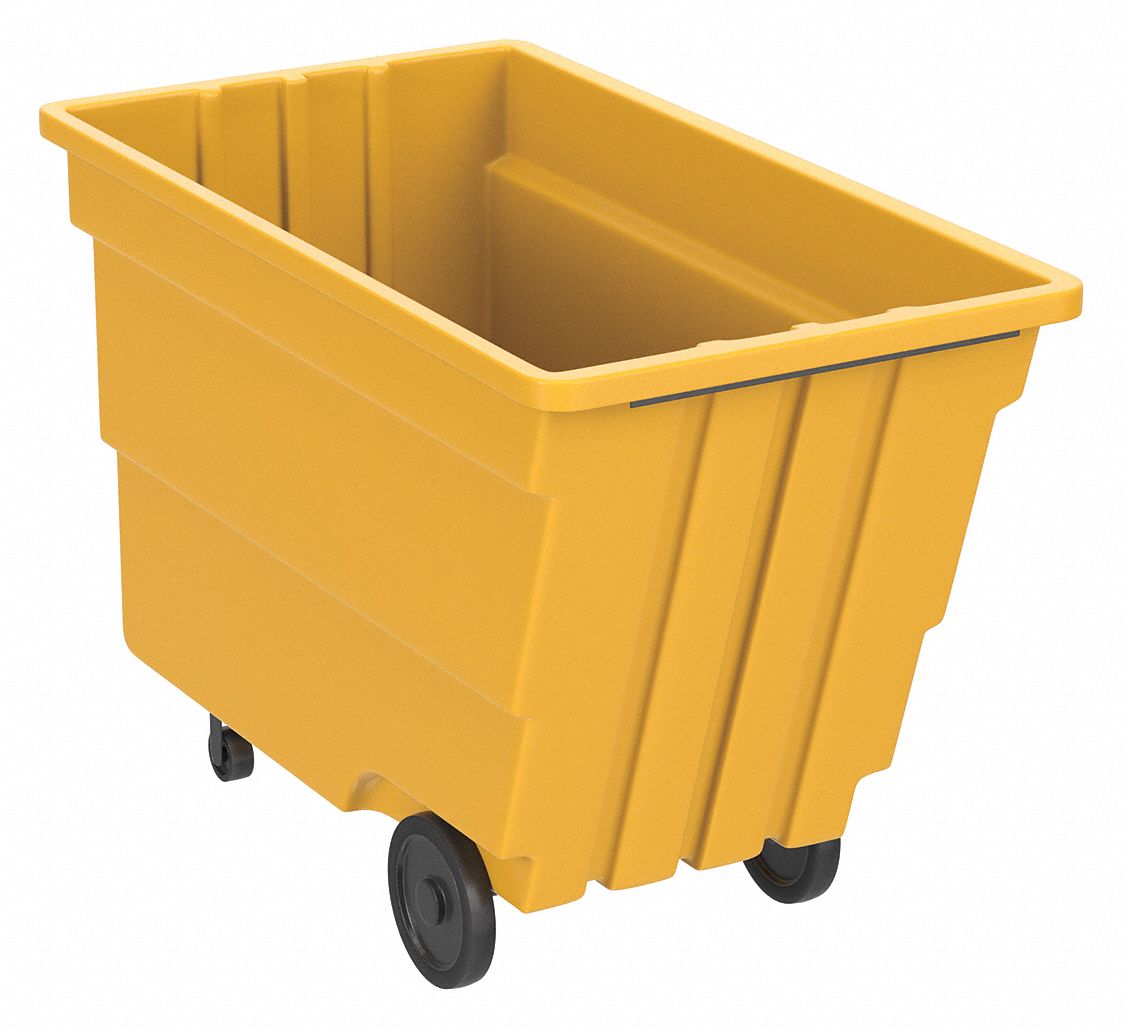 General Purpose Plastic Tilt Truck: 50 cu ft Cubic Foot Capacity, Orange, Raised