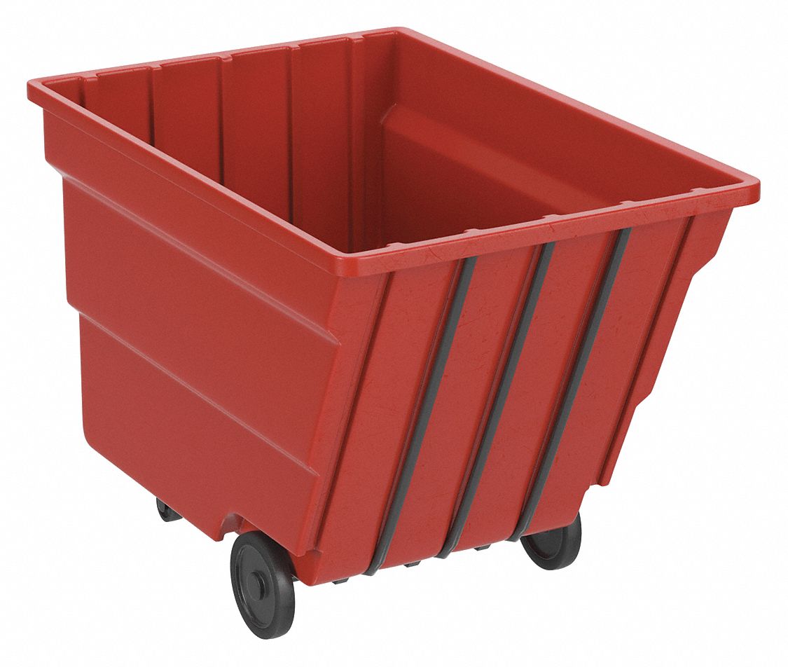 General Purpose Plastic Tilt Truck: 59 cu ft Cubic Foot Capacity, Red, Raised