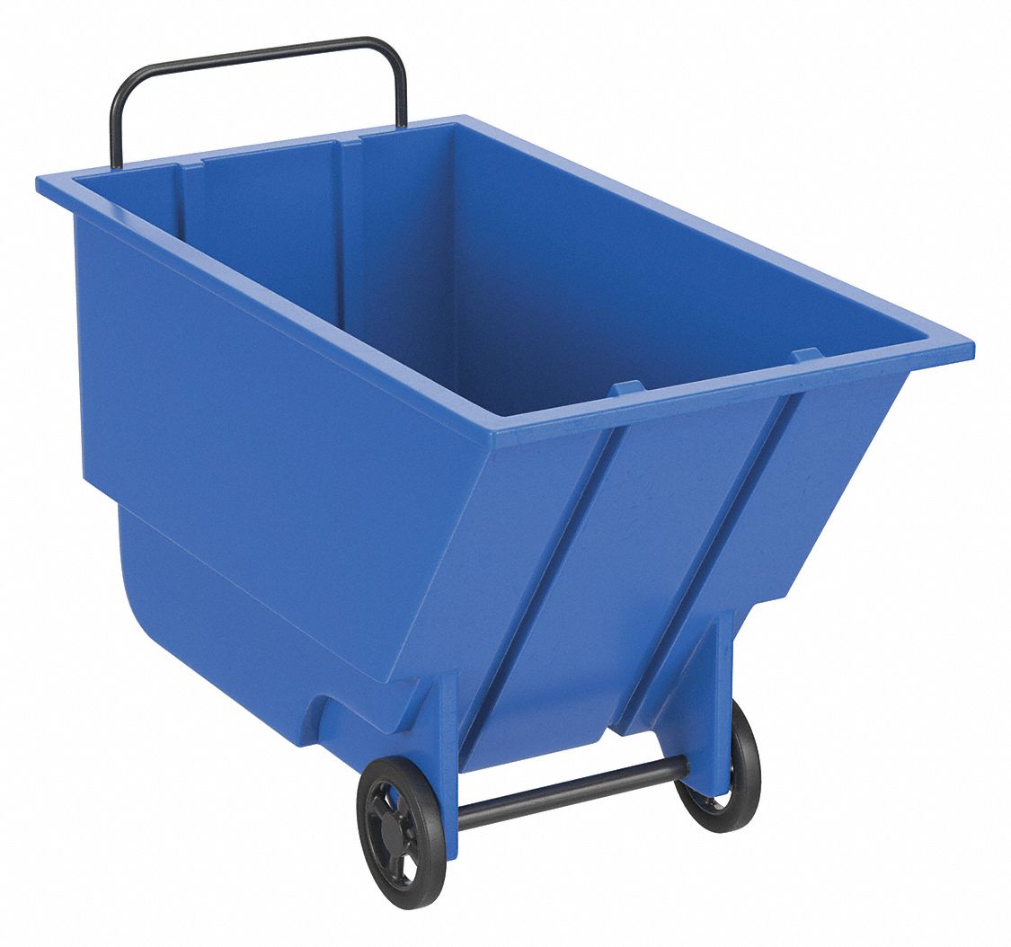 GENERAL PURPOSE PLASTIC TILT TRUCK, 9 CU FT CAPACITY, BLUE, RAISED, LIGHT DUTY