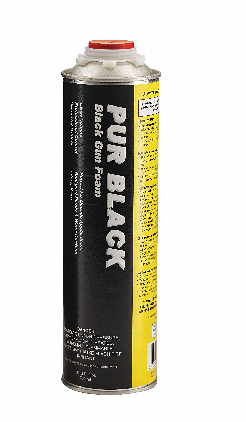 Insulating Spray Foam Sealant: Gun Grade, Black, 32 oz Container Size, Can, R-6, Can