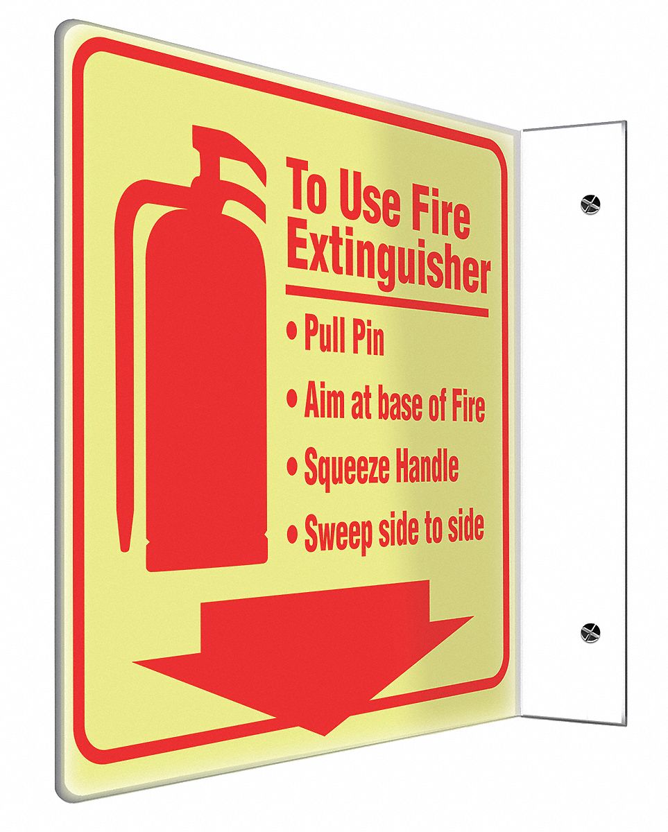 Fire Extinguisher Sign,8 x 10In,R/Glow