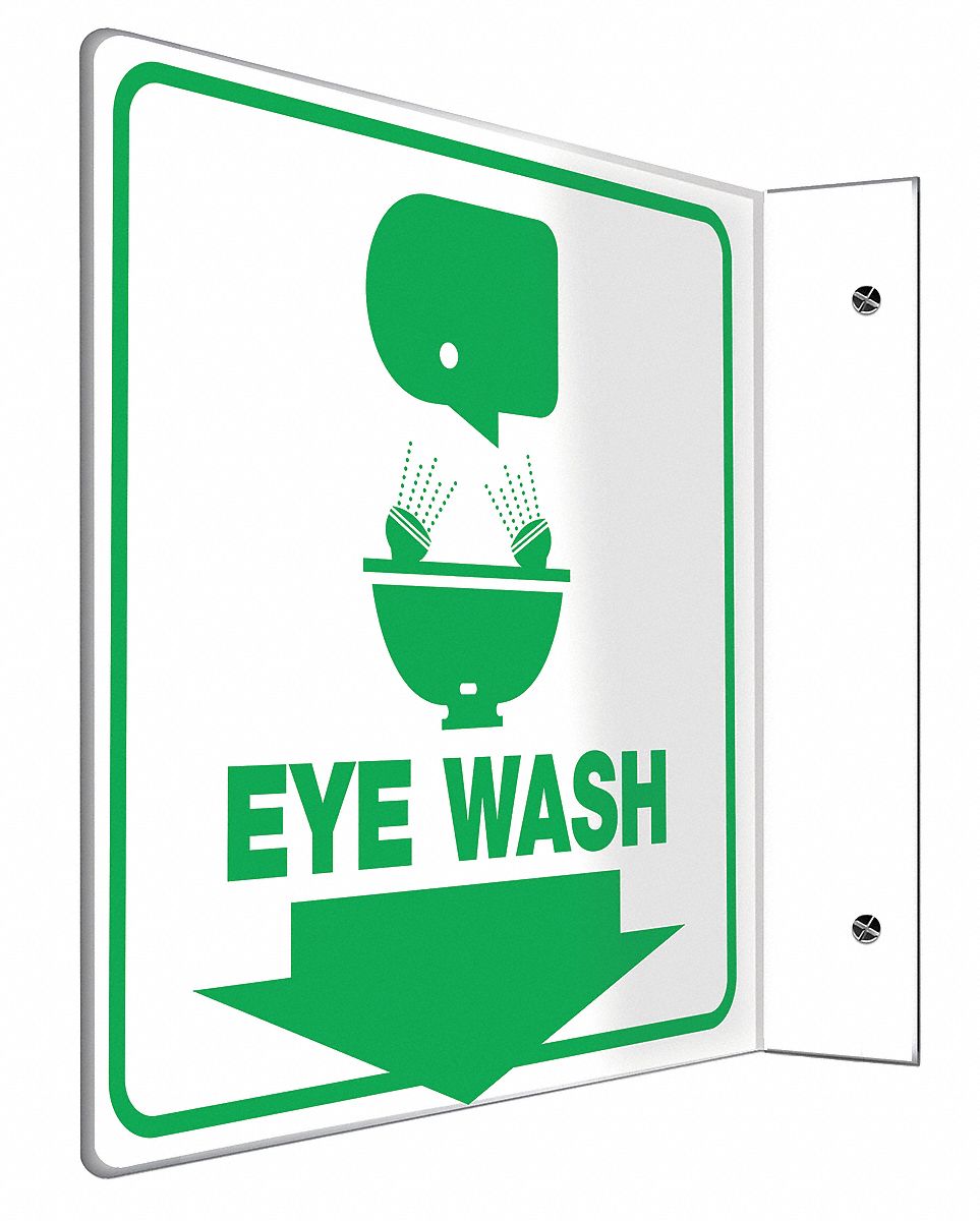 Eye Wash Sign,8 x 8In,GRN/WHT,PS,ENG