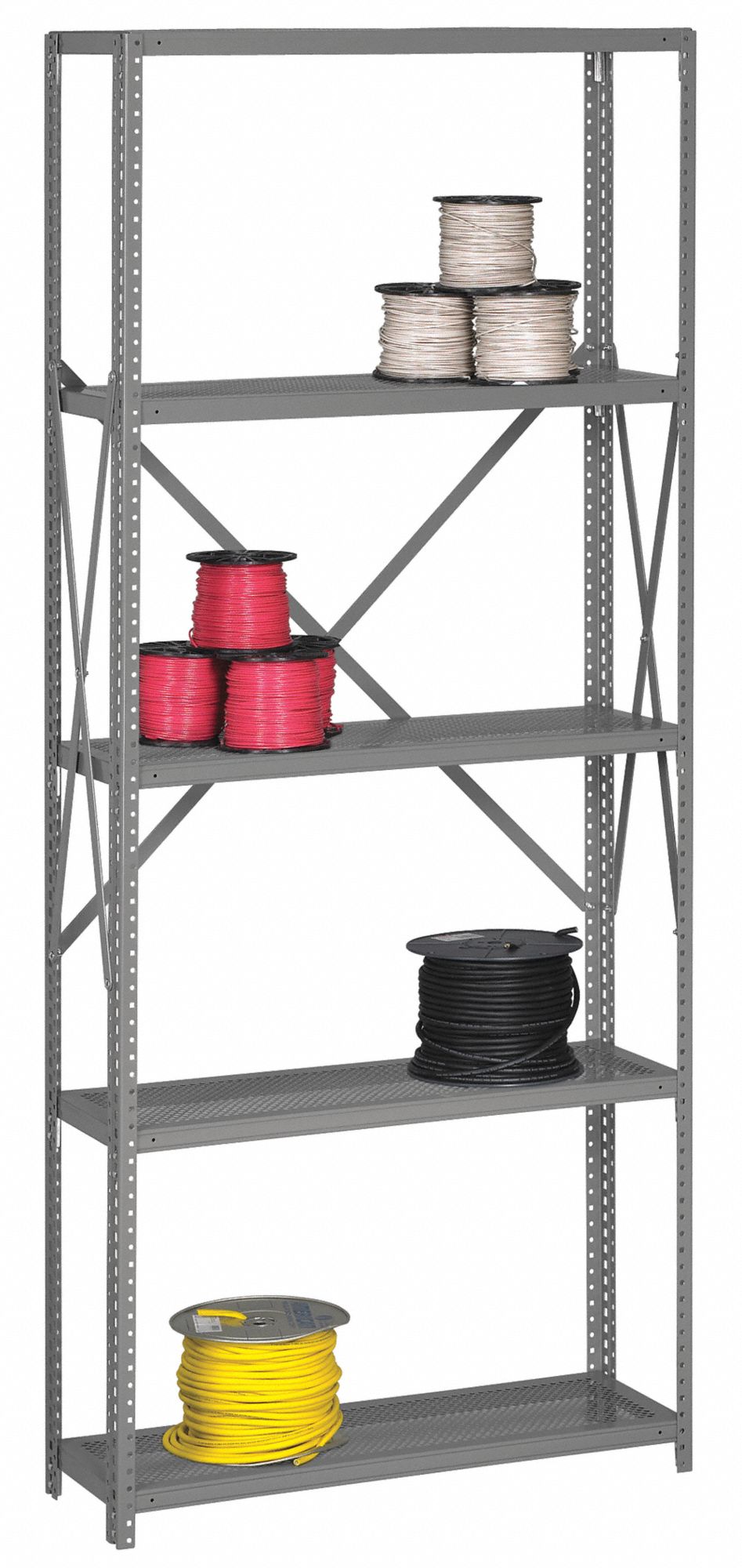 Metal Shelving: Starter, Medium-Duty, 48 in x 24 in, 84 in Overall Ht, 5 Shelves