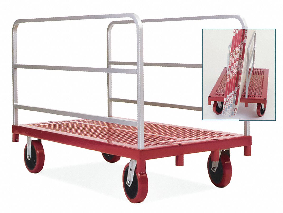 Single-Height Vertical Panel Truck with Adjustable Rails: 3, 200 lb Load Capacity