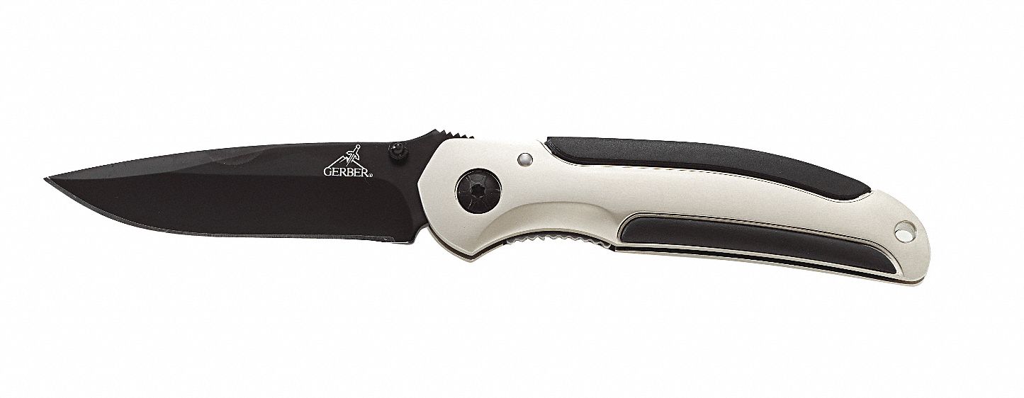 GERBER Navaja Plegable con Borde de la Hoja Parcialmente Dentado de Acero  Inoxidable y Longitud de la Hoja 3-3/4 - Navajas Plegables - 6VET9