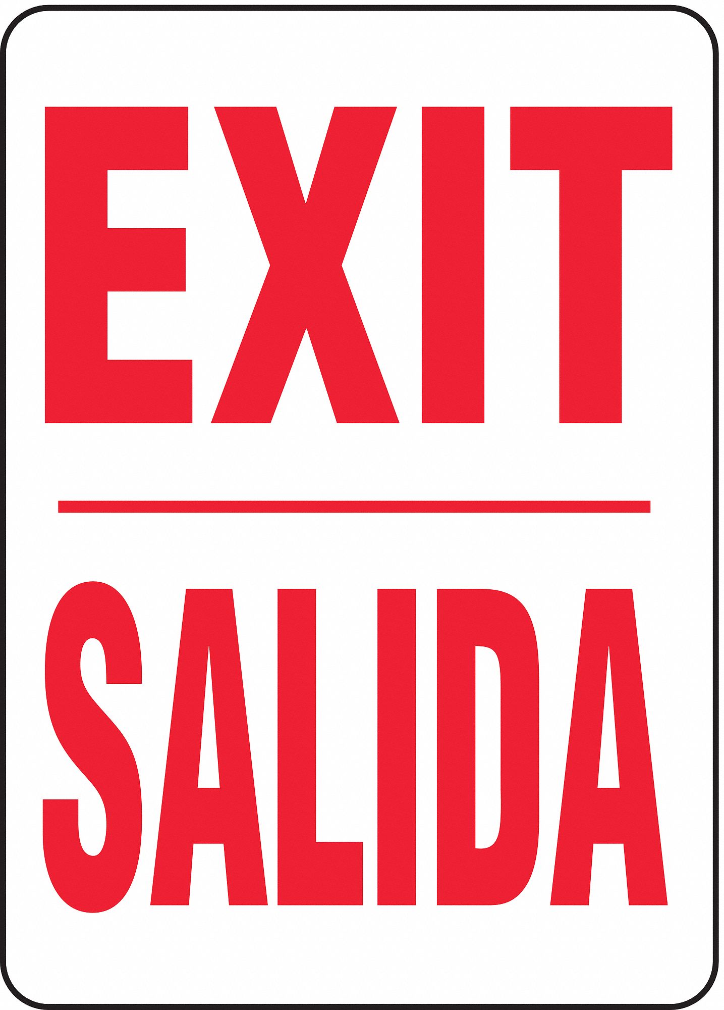 Exit Sign,14 x 10In,R/WHT,AL,Exit/Salida
