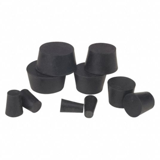 GRAINGER APPROVED Stopper Assortment, Black, 00 to 11 Stopper Size