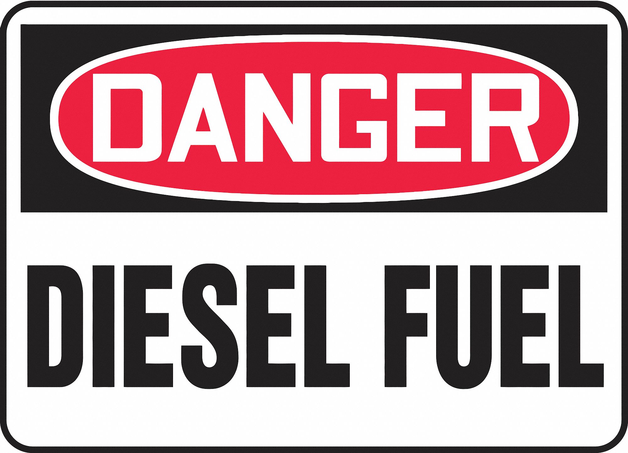 Danger Sign,10 x 14In,BK/WHT,DSL Fuel