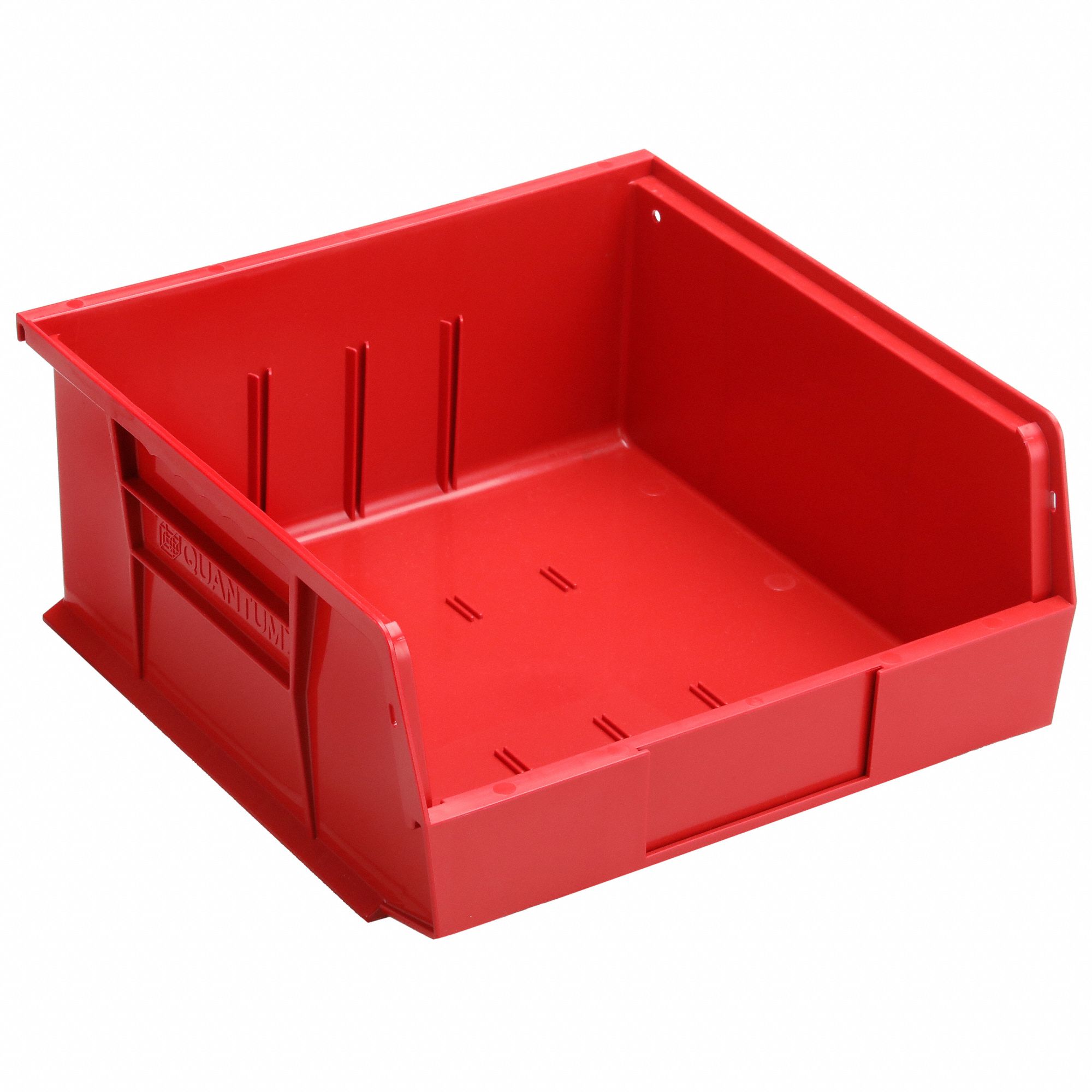 HANG AND STACK BIN, 11 IN X 10⅞ IN X 5 IN, RED, LABEL HOLDERS