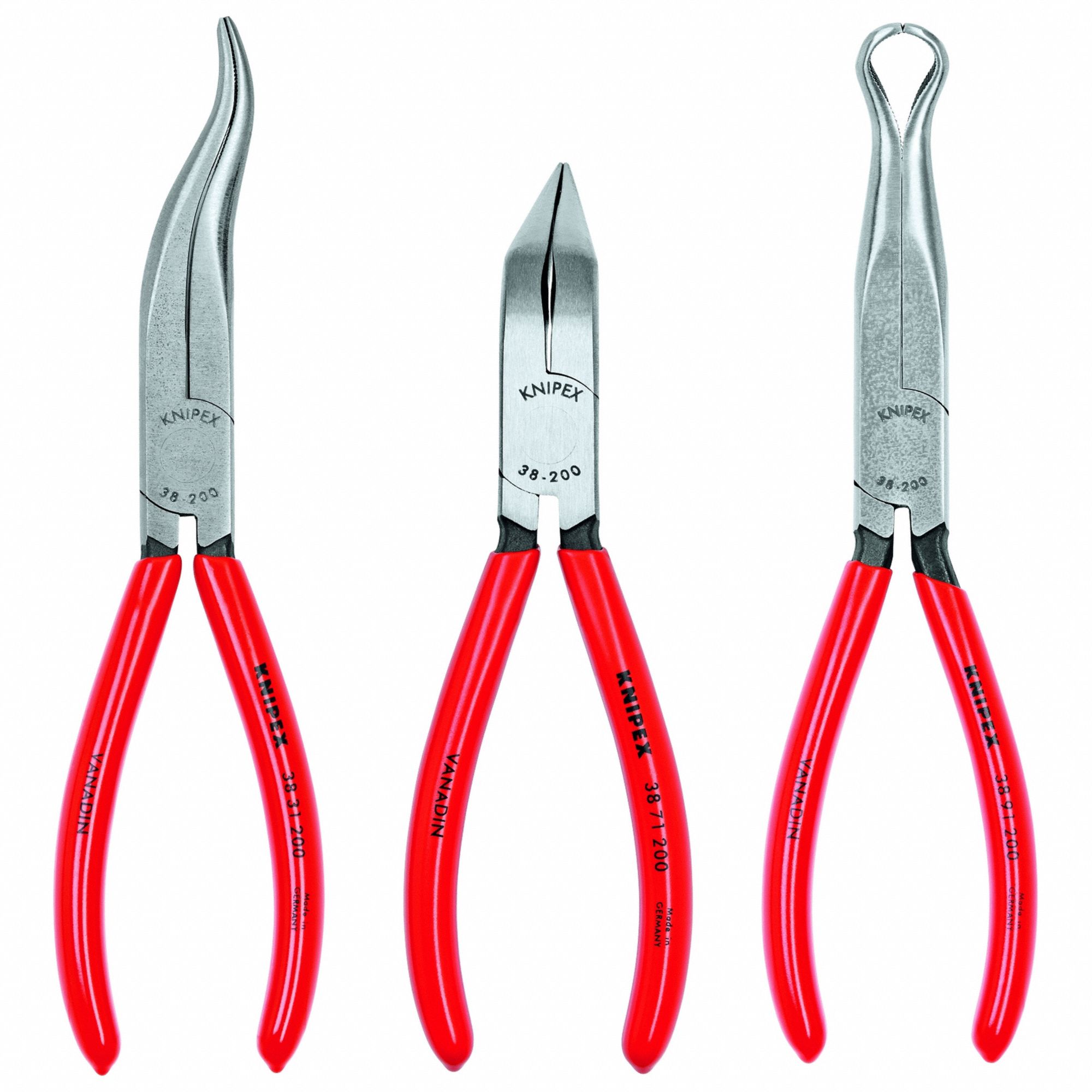 KNIPEX 9K 00 80 12 US Long Nose Plier Set,Dipped,3 Pcs