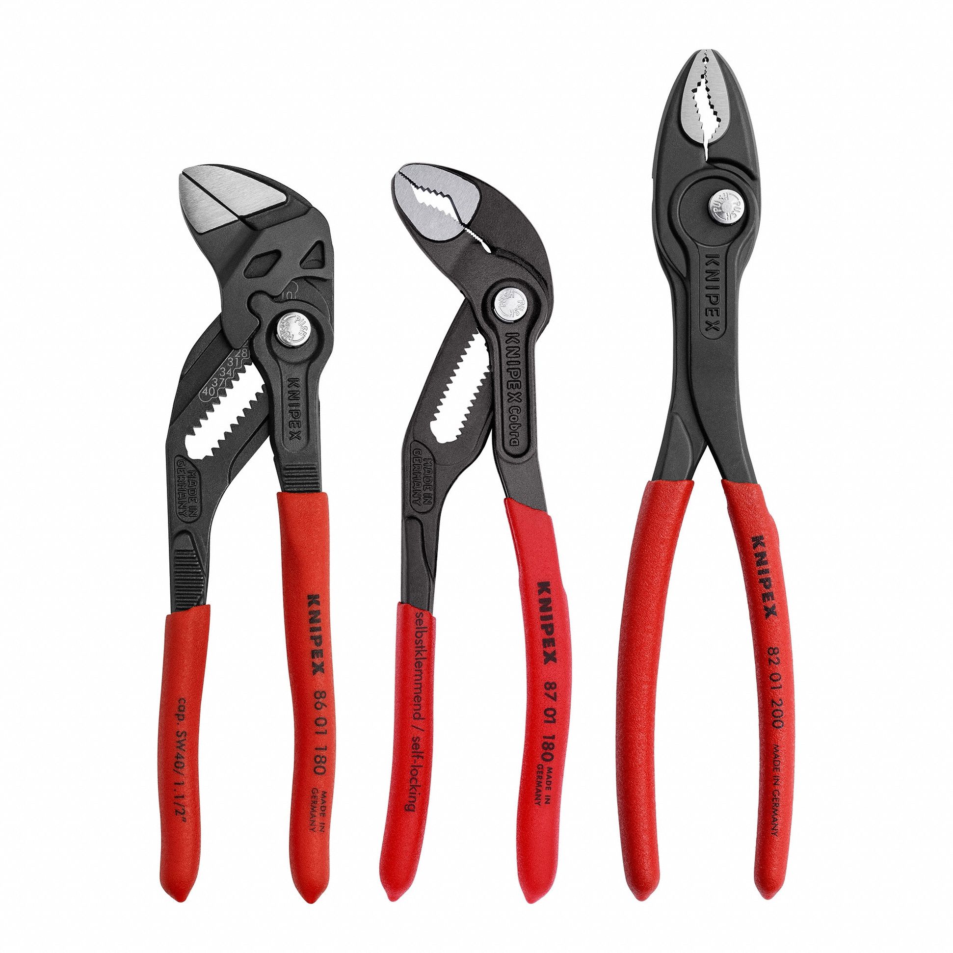 Plier Set: 3 Pliers, Std Cushion Grip, Manual, 2 - 5 Pliers Range