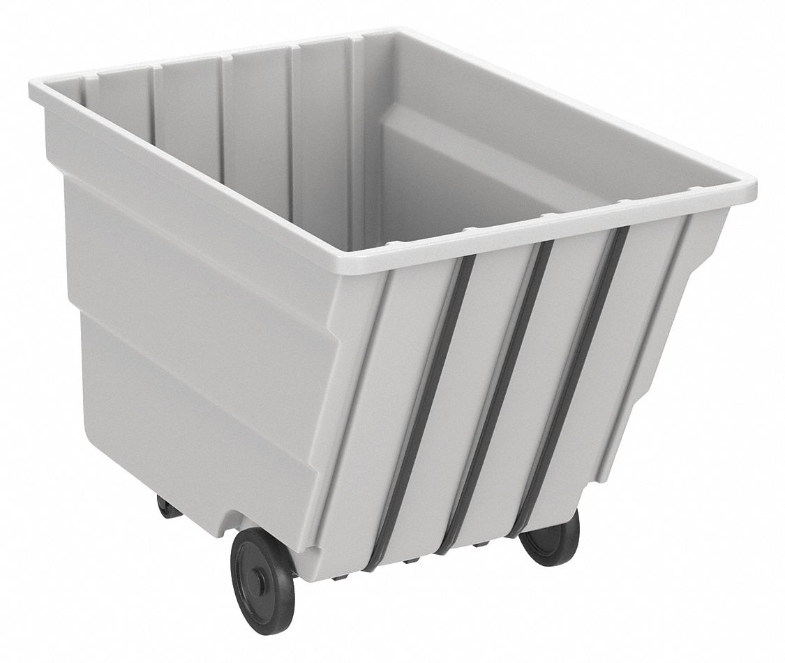 General Purpose Plastic Tilt Truck: 59 cu ft Cubic Foot Capacity, White, Raised