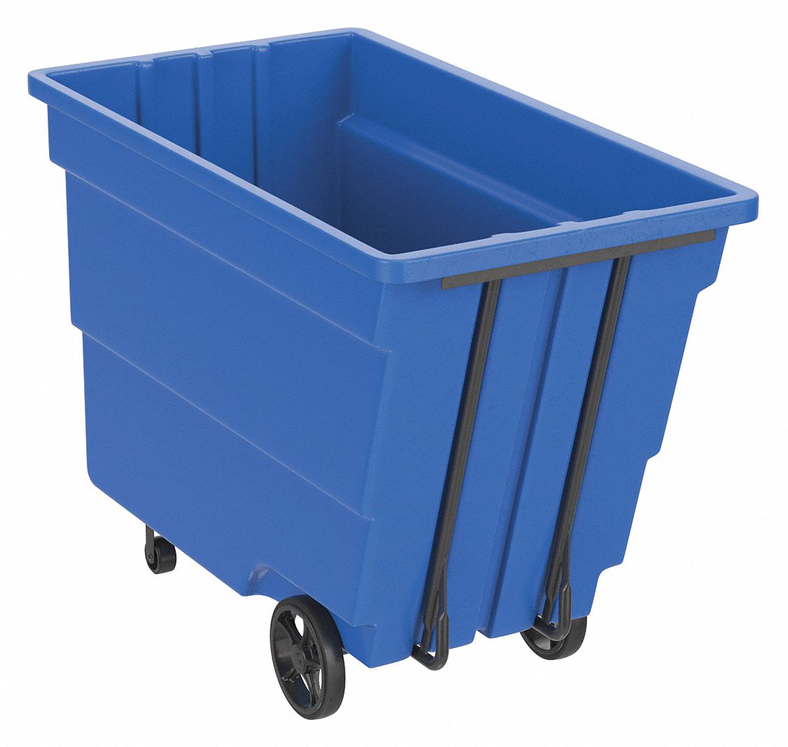General Purpose Plastic Tilt Truck: 50 cu ft Cubic Foot Capacity, Blue, Raised