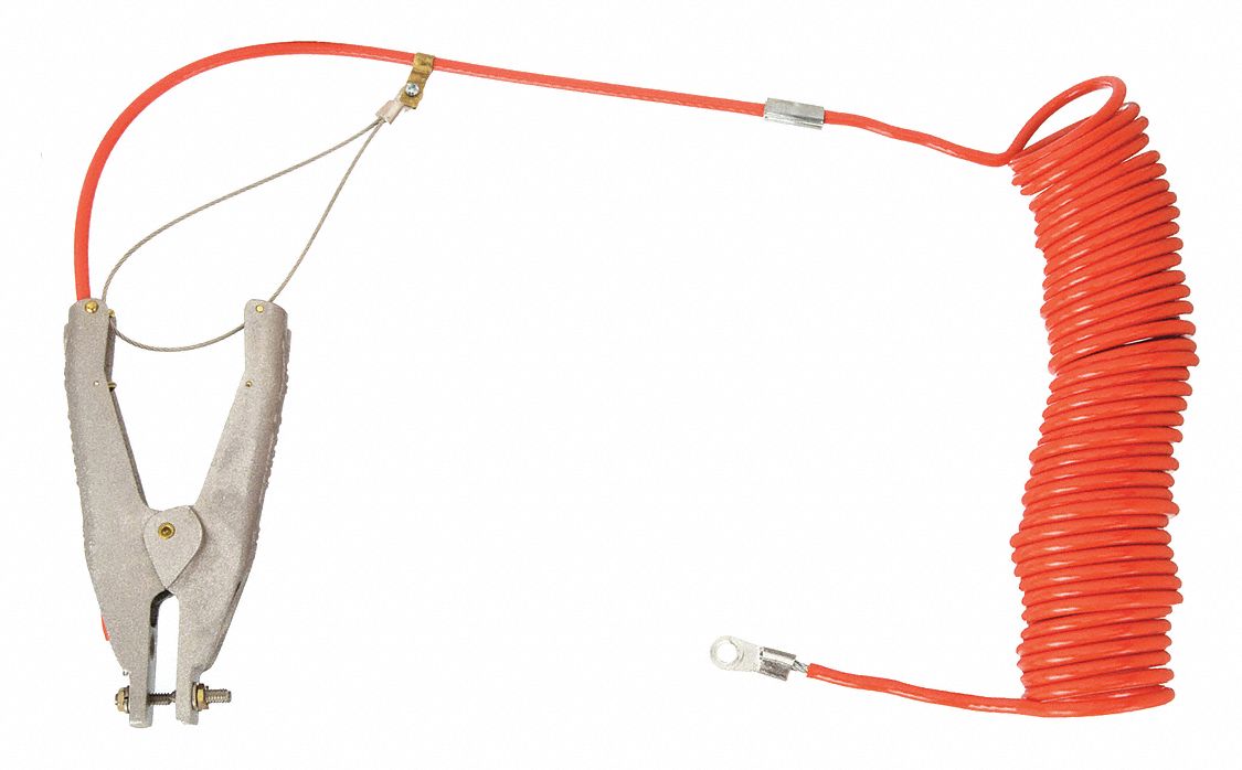 Hand Clamp/Terminal, 20 ft, Coiled Grounding Wire 9K436RAC20 Grainger