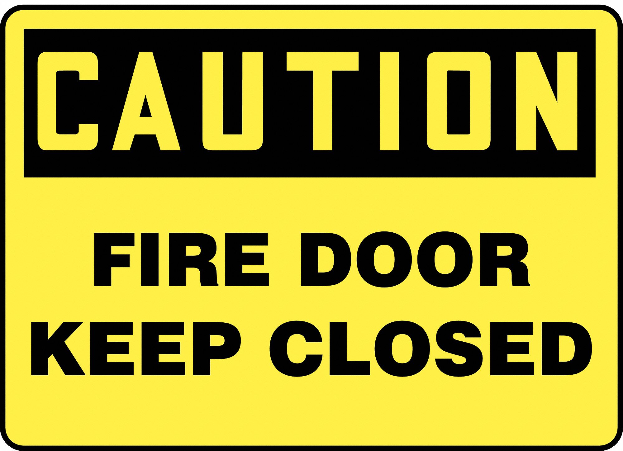 Fire Door Sign,10 x 14In,BK/YEL,AL,ENG