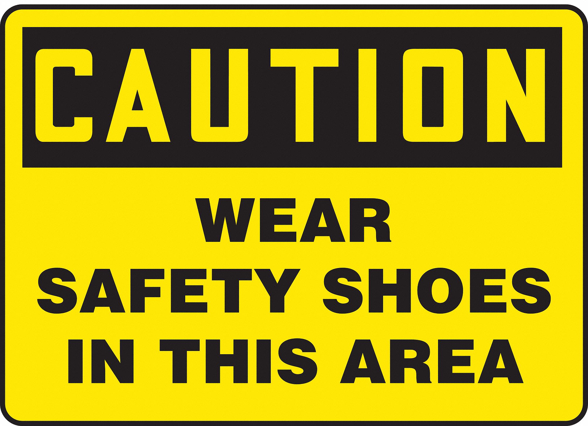 Caution Sign, Wear Safety Shoes In This Area, Header Caution, Rectangle
