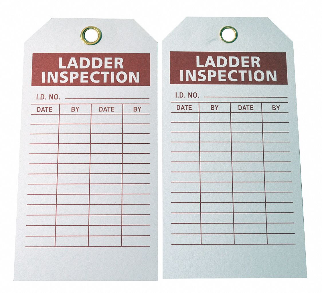 GRAINGER APPROVED Ladder Inspection Tag, Ladder Inspection, 5 3/4 in