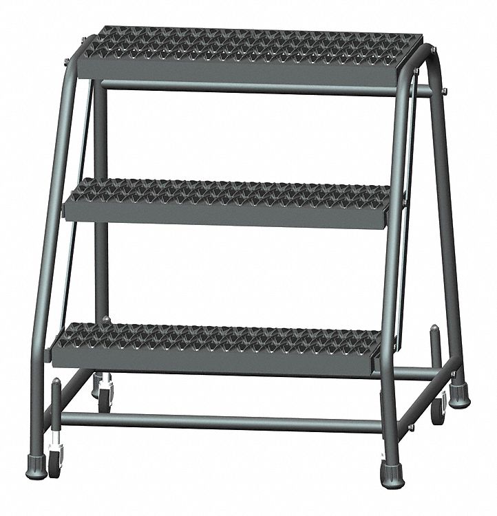 STEP STOOL, 2.4 FT OVERALL H, 450 LB LOAD CAPACITY, 3 STEPS, STEEL, 2.4 FT STANDING H