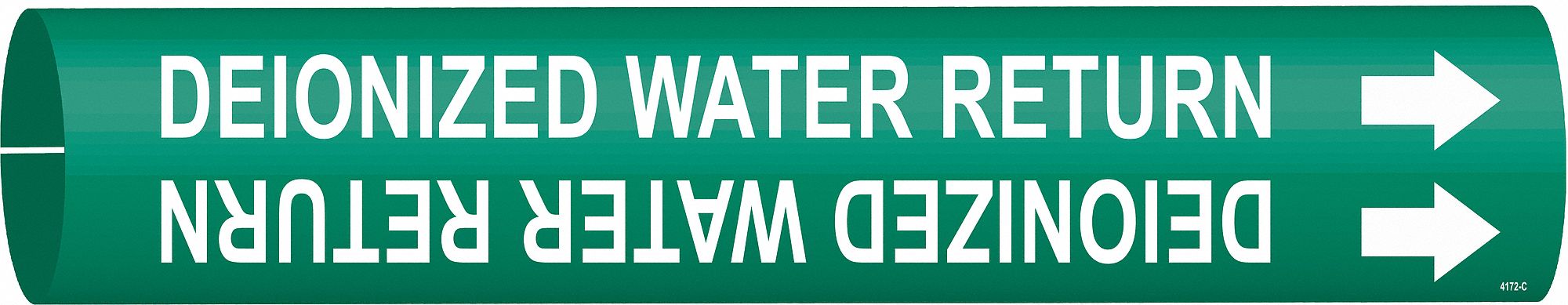 Pipe Marker: Deionized Water Return, Green, White, Fits 2 1/2 to 3 7/8 in Pipe O.D., 1 Pipe Markers