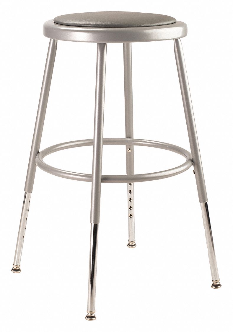 NATIONAL PUBLIC SEATING Round Stool with 25 in to 33 in Seat Height