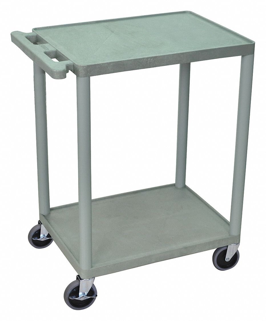 UTILITY CART WITH LIPPED PLASTIC SHELVES, 300 LB LOAD CAPACITY, 24 IN X 18 IN, GREY