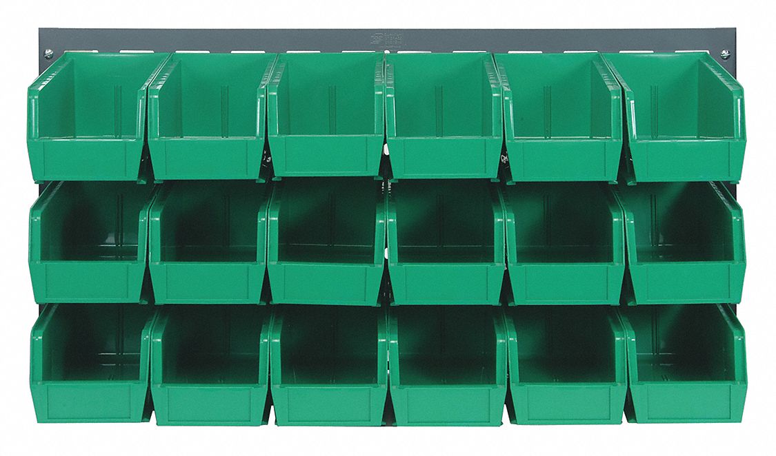 Louvered Panel: 20 in x 36 in x 1/4 in, 1 Sides, 18 Bins, Gray