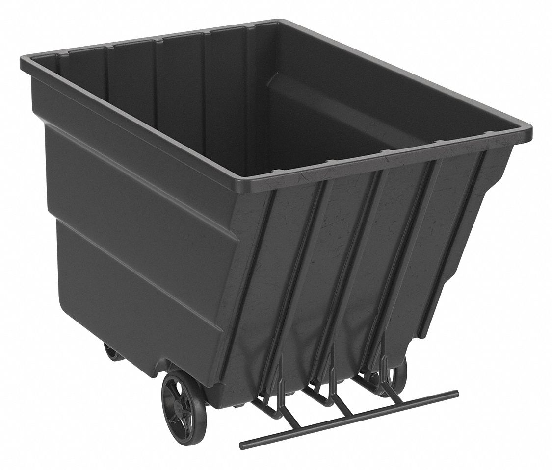 General Purpose Plastic Tilt Truck: 59 cu ft Cubic Foot Capacity, Black, Raised