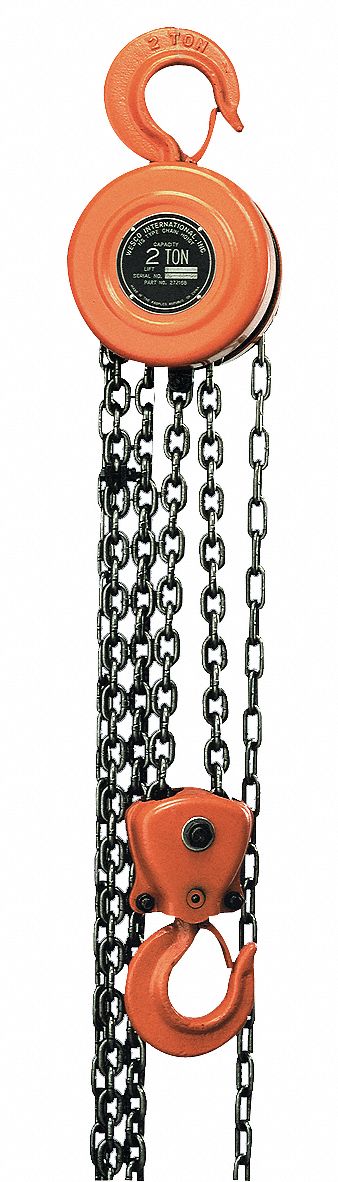 WESCO Manual Chain Hoist, 4000 lb Load Capacity, 10 ft Hoist Lift, 1 3/