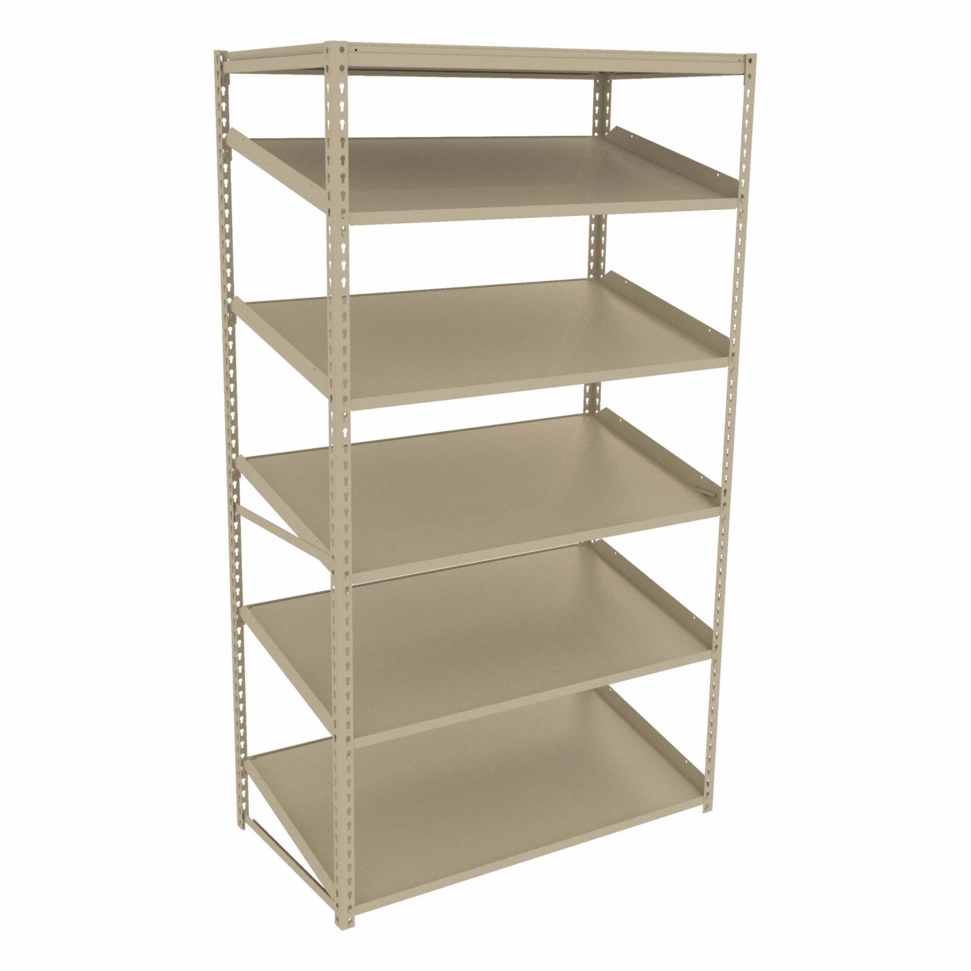 Boltless Shelving: Starter, Heavy-Duty, 48 in x 24 in, 84 in Overall Ht, 5 Shelves, Steel