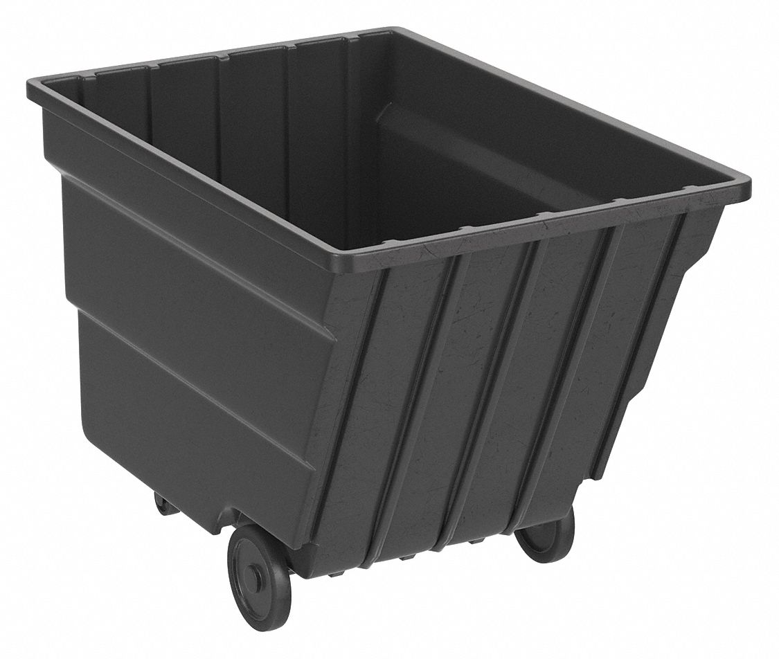 General Purpose Plastic Tilt Truck: 59 cu ft Cubic Foot Capacity, Black, Raised