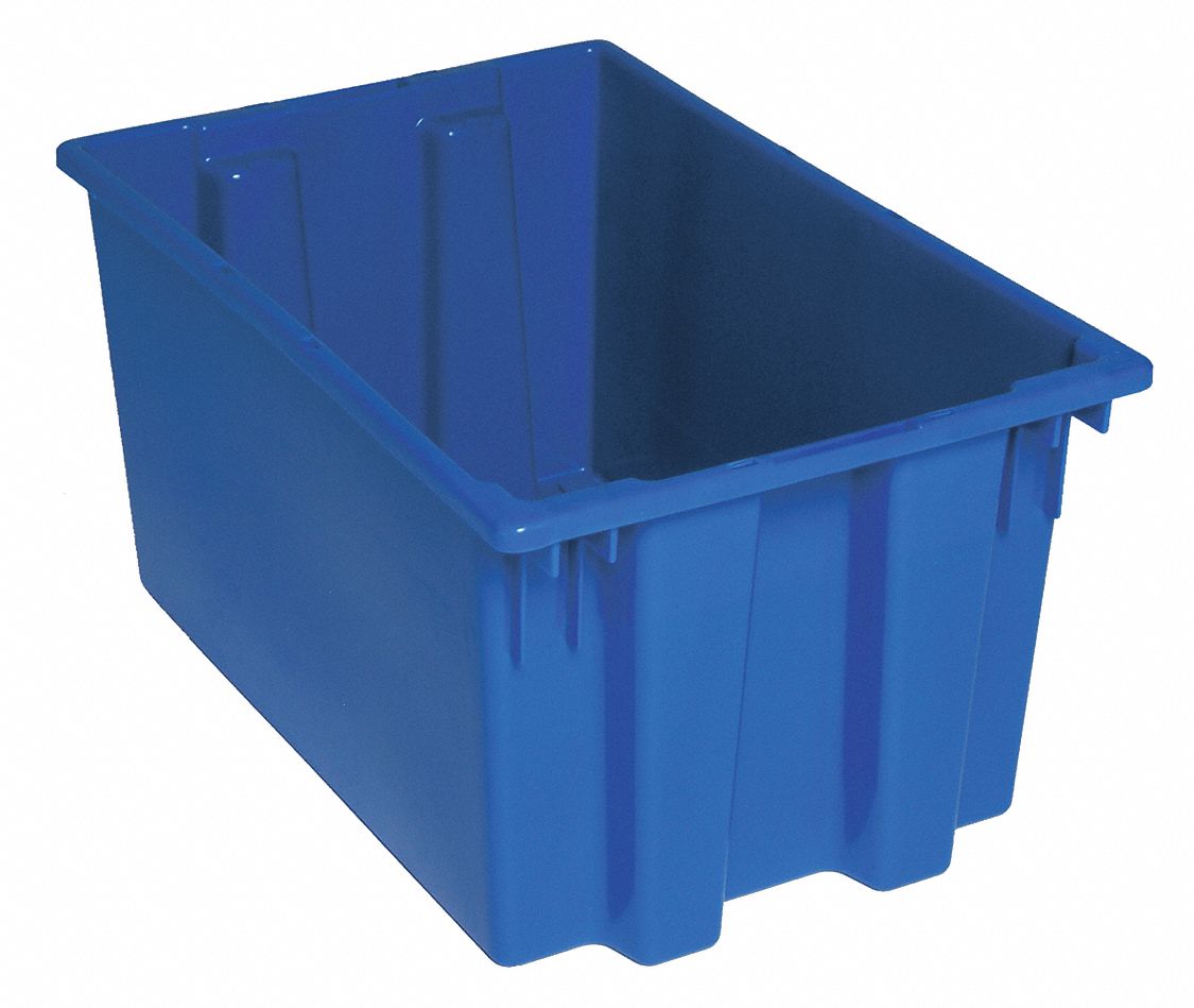 NEST AND STACK CONTAINER,23-1/2 IN,BLUE