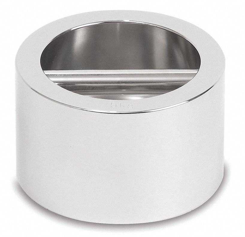 Calibration Weight: 5 kg Nominal Mass, 1, No Certificate, 303 Stainless Steel, Case, Metric