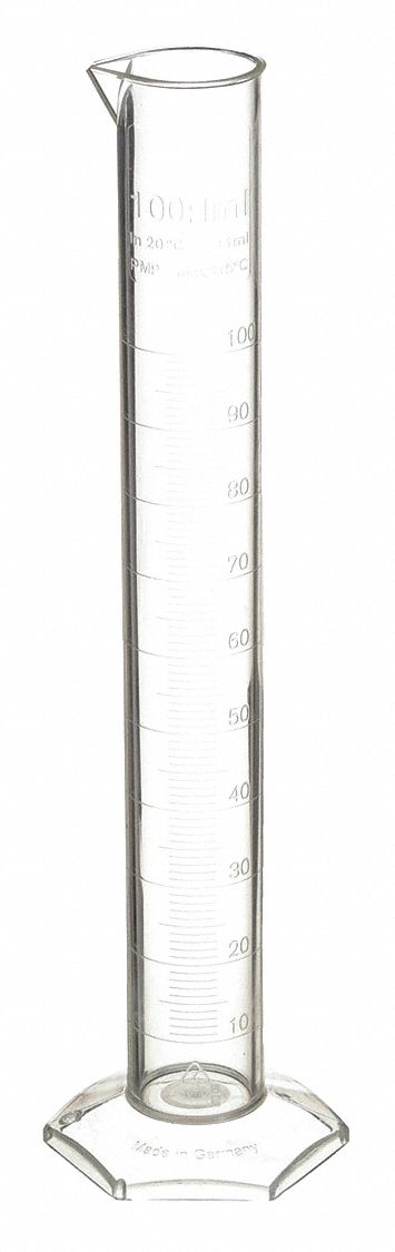 GRADUATED CYLINDER,100ML,1ML GRADS,PMP