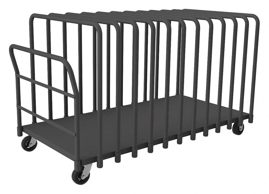 VERTICAL PANEL TRUCK WITH ADJUSTABLE CROSS RAILS, 1,800 LB LOAD CAPACITY, 12 RAILS, SOLID
