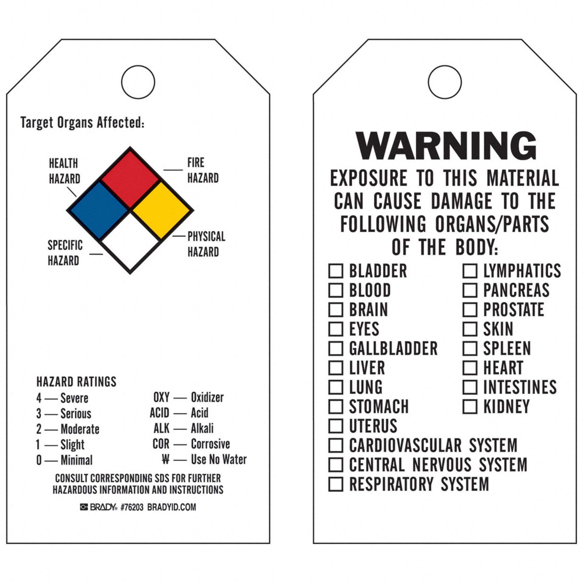 Tag: Polyester, Rectangle, 5 3/4 in Ht, 3 in Wd, 0.01 in Thick, Indoor/Outdoor, English, 25 PK